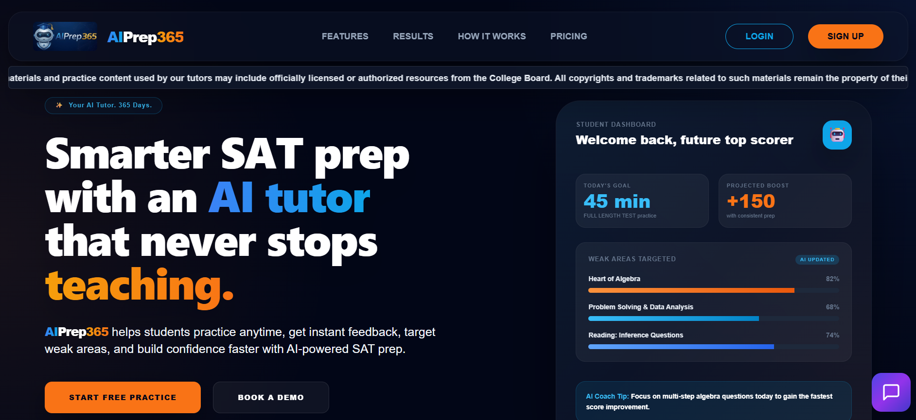 AIPrep365 - Smart AI-Powered SAT Prep Platform